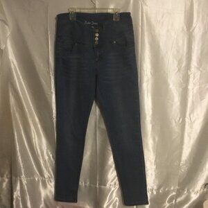 Kaba Medium Wash Whisker Braided Detail Four Button  Skinny Jeans 15